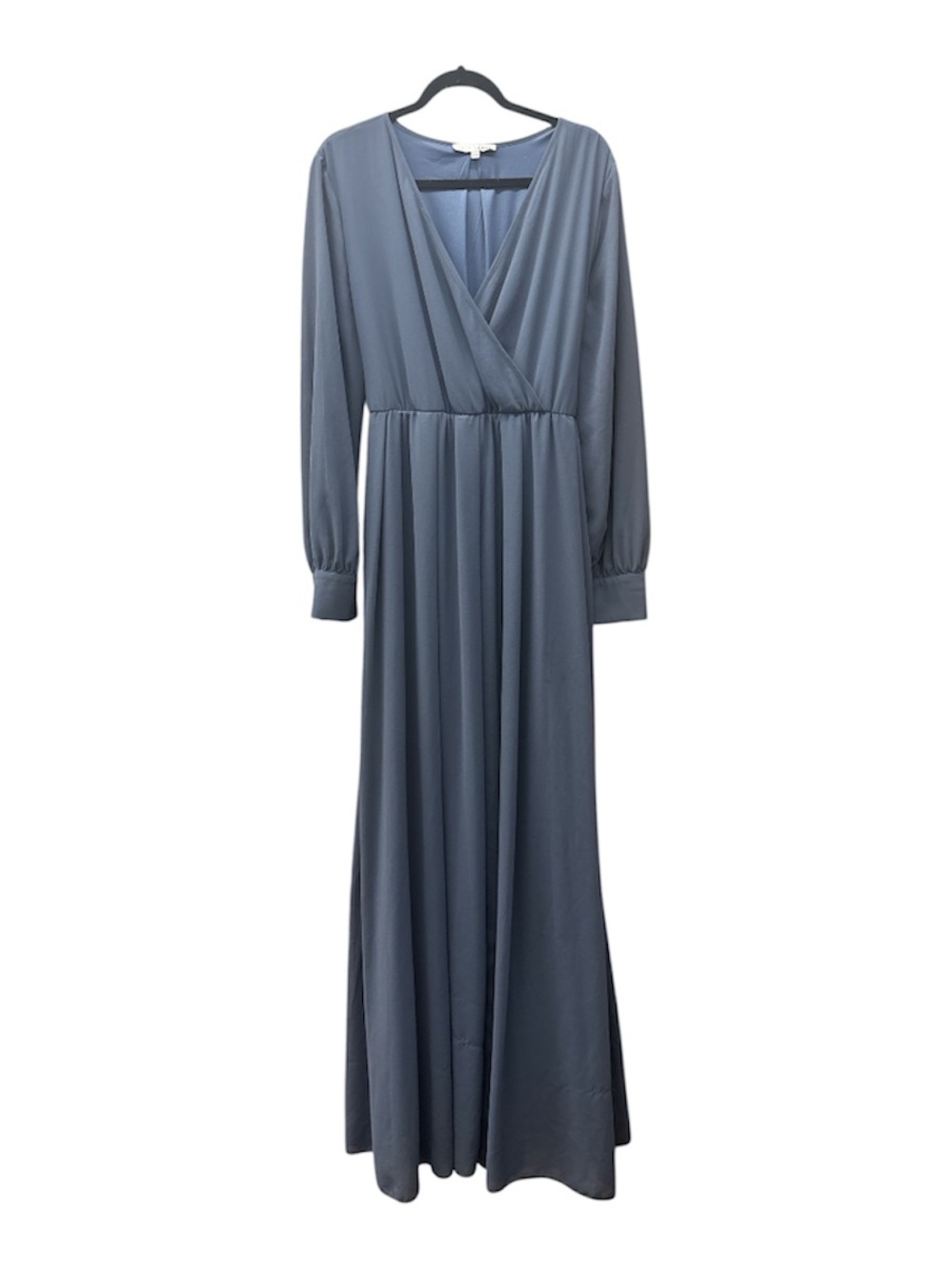 Baltic Born Slate Blue Long Sleeve Wrap Maxi Dress